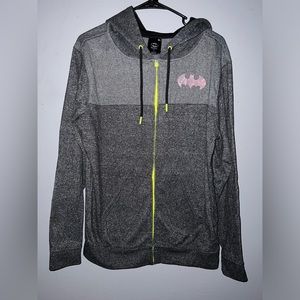 Running jacket Batman reflective symbol gray, neon yellow details zip up hoodie